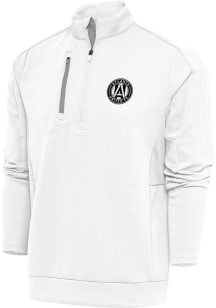 Antigua Atlanta United FC Mens White Metallic Logo Generation Long Sleeve 1/4 Zip Pullover