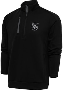 Antigua Austin FC Mens Black Metallic Logo Generation Long Sleeve Qtr Zip Pullover