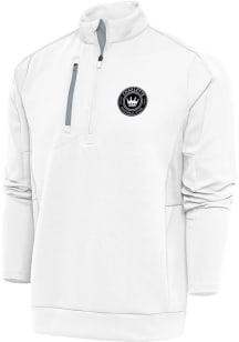 Antigua Charlotte FC Mens White Metallic Logo Generation Long Sleeve 1/4 Zip Pullover