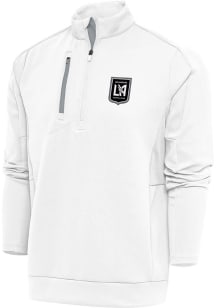 Antigua Los Angeles FC Mens White Metallic Logo Generation Long Sleeve 1/4 Zip Pullover