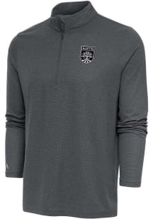 Antigua Austin FC Mens Charcoal Metallic Logo Epic Long Sleeve 1/4 Zip Pullover