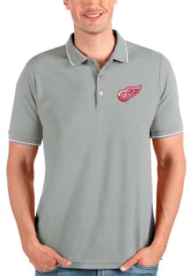 Antigua Detroit Red Wings Mens Grey Affluent Short Sleeve Polo