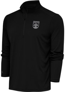 Antigua Austin FC Mens Black Metallic Logo Tribute Long Sleeve 1/4 Zip Pullover