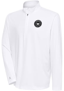 Antigua Charlotte FC Mens White Metallic Logo Tribute Long Sleeve 1/4 Zip Pullover
