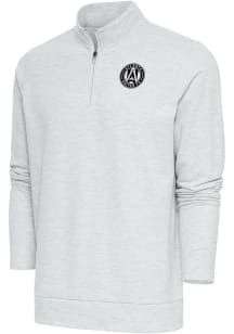 Antigua Atlanta United FC Mens Grey Metallic Logo Gambit Long Sleeve 1/4 Zip Pullover