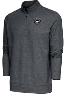 Antigua Charlotte FC Mens Charcoal Metallic Logo Gambit Long Sleeve 1/4 Zip Pullover