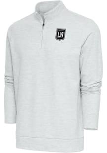 Antigua Los Angeles FC Mens Grey Metallic Logo Gambit Long Sleeve 1/4 Zip Pullover