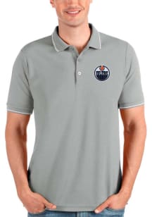 Antigua Edmonton Oilers Mens Grey Affluent Short Sleeve Polo