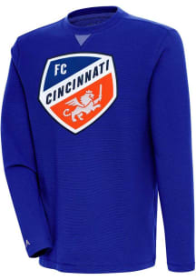 Antigua FC Cincinnati Mens Blue Flier Bunker Long Sleeve Crew Sweatshirt