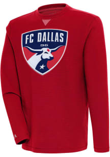 Antigua FC Dallas Mens Red Full Front Flier Bunker Long Sleeve Crew Sweatshirt