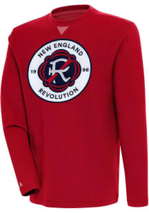 Antigua New England Revolution Mens Red Flier Bunker Long Sleeve Crew Sweatshirt
