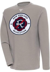 Antigua New England Revolution Mens Oatmeal Flier Bunker Long Sleeve Crew Sweatshirt