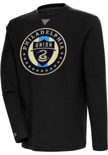 Antigua Philadelphia Union Mens Black Flier Bunker Long Sleeve Crew Sweatshirt