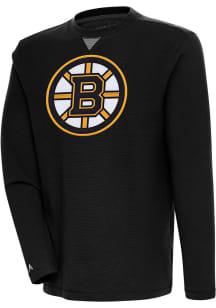 Antigua Boston Bruins Mens Black Flier Bunker Long Sleeve Crew Sweatshirt