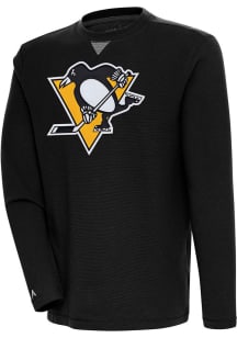 Antigua Pittsburgh Penguins Mens Black Flier Bunker Long Sleeve Crew Sweatshirt