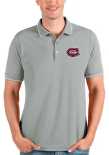 Antigua Montreal Canadiens Mens Grey Affluent Short Sleeve Polo