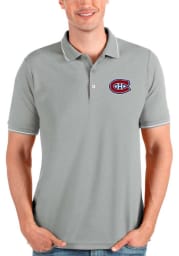 Antigua Montreal Canadiens Mens Grey Affluent Polo Short Sleeve Polo