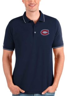 Antigua Montreal Canadiens Mens Navy Blue Affluent Short Sleeve Polo