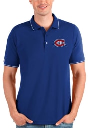 Antigua Montreal Canadiens Mens Blue Affluent Polo Short Sleeve Polo