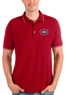 Antigua Montreal Canadiens Mens Red Affluent Short Sleeve Polo