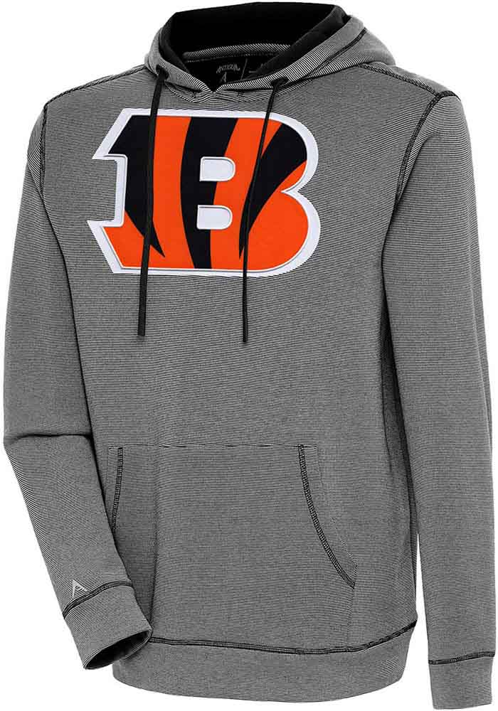 Antigua Cincinnati Bengals Black Axe Bunker Long Sleeve Hoodie, Black, 86% Cotton / 11% Polyester / 3% SPANDEX, Size M, Rally House