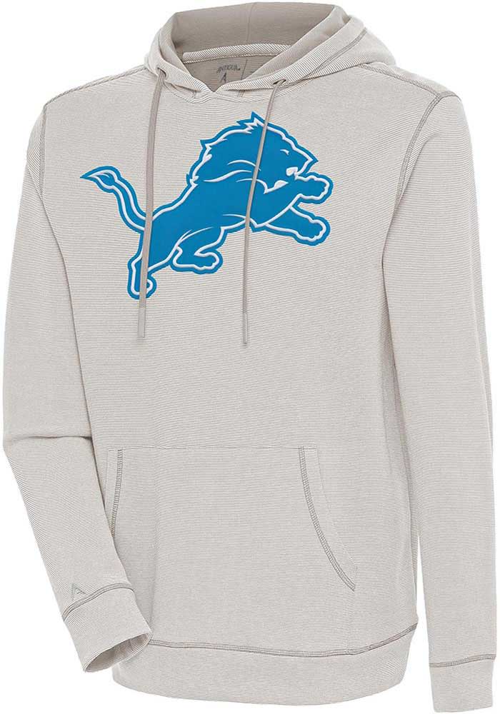 Antigua Detroit Lions Oatmeal Axe Bunker Long Sleeve Hoodie, Oatmeal, 86% Cotton / 11% Polyester / 3% SPANDEX, Size S, Rally House