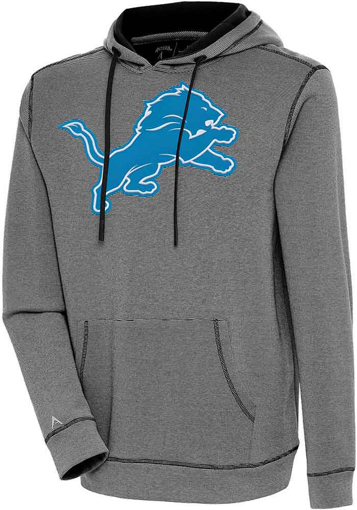 Antigua Detroit Lions Women's Black Axe Bunker Hooded Sweatshirt, Black, 86% Cotton / 11% Polyester / 3% SPANDEX, Size XL, Rally House