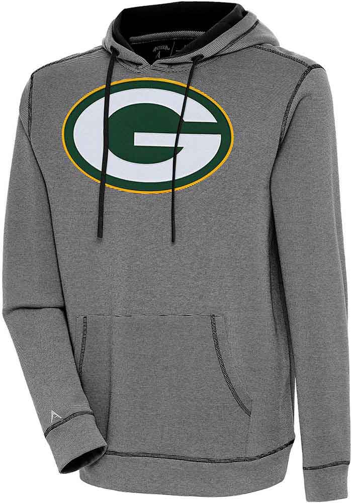 Antigua Green Bay Packers Black Axe Bunker Long Sleeve Hoodie, Black, 86% Cotton / 11% Polyester / 3% SPANDEX, Size S, Rally House