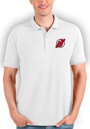 Antigua New Jersey Devils Mens White Affluent Polo Short Sleeve Polo