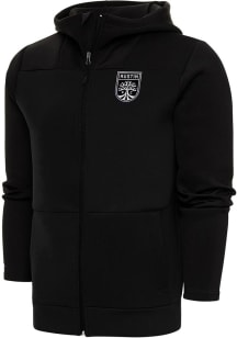 Antigua Austin FC Mens Black Metallic Logo Protect Long Sleeve Full Zip Jacket
