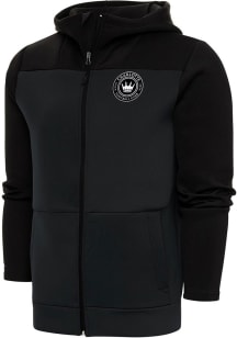 Antigua Charlotte FC Mens Grey Metallic Logo Protect Long Sleeve Full Zip Jacket