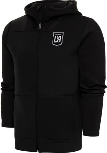 Antigua Los Angeles FC Mens Black Metallic Logo Protect Long Sleeve Full Zip Jacket