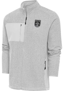 Antigua Austin FC Mens Grey Metallic Logo Course Medium Weight Jacket