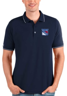 Antigua New York Rangers Mens Navy Blue Affluent Short Sleeve Polo
