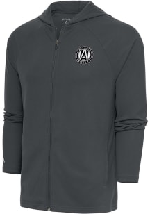Antigua Atlanta United FC Mens Grey Metallic Logo Legacy Long Sleeve Full Zip Jacket