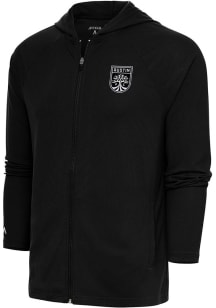 Antigua Austin FC Mens Black Metallic Logo Legacy Long Sleeve Full Zip Jacket