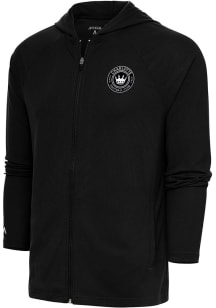Antigua Charlotte FC Mens Black Metallic Logo Legacy Long Sleeve Full Zip Jacket