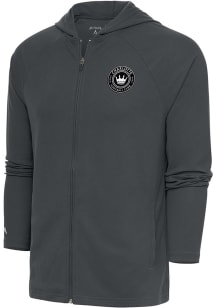 Antigua Charlotte FC Mens Grey Metallic Logo Legacy Long Sleeve Full Zip Jacket