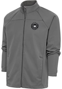 Antigua Charlotte FC Mens Grey Metallic Logo Links Light Weight Jacket