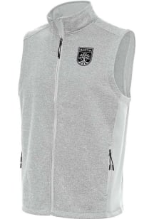 Antigua Austin FC Mens Grey Metallic Logo Course Sleeveless Jacket