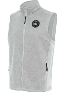 Antigua Charlotte FC Mens Grey Metallic Logo Course Sleeveless Jacket