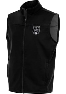Antigua Austin FC Mens Black Metallic Logo Links Golf Sleeveless Jacket