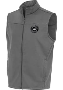 Antigua Charlotte FC Mens Grey Metallic Logo Links Golf Sleeveless Jacket