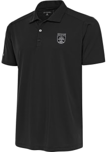 Antigua Austin FC Mens Grey Metallic Logo Tribute Short Sleeve Polo