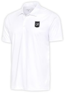 Antigua Los Angeles FC Mens White Metallic Logo Tribute Short Sleeve Polo
