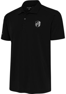 Antigua St Louis City SC Mens Black Metallic Logo Tribute Short Sleeve Polo