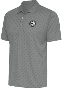 Antigua Atlanta United FC Mens Grey Metallic Logo Spark Short Sleeve Polo