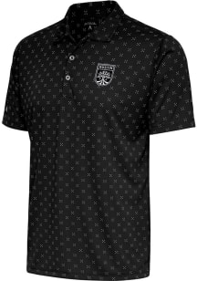 Antigua Austin FC Mens Black Metallic Logo Spark Short Sleeve Polo