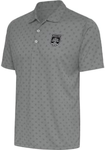 Antigua Austin FC Mens Grey Metallic Logo Spark Short Sleeve Polo