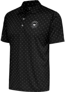 Antigua Charlotte FC Mens Black Metallic Logo Spark Short Sleeve Polo